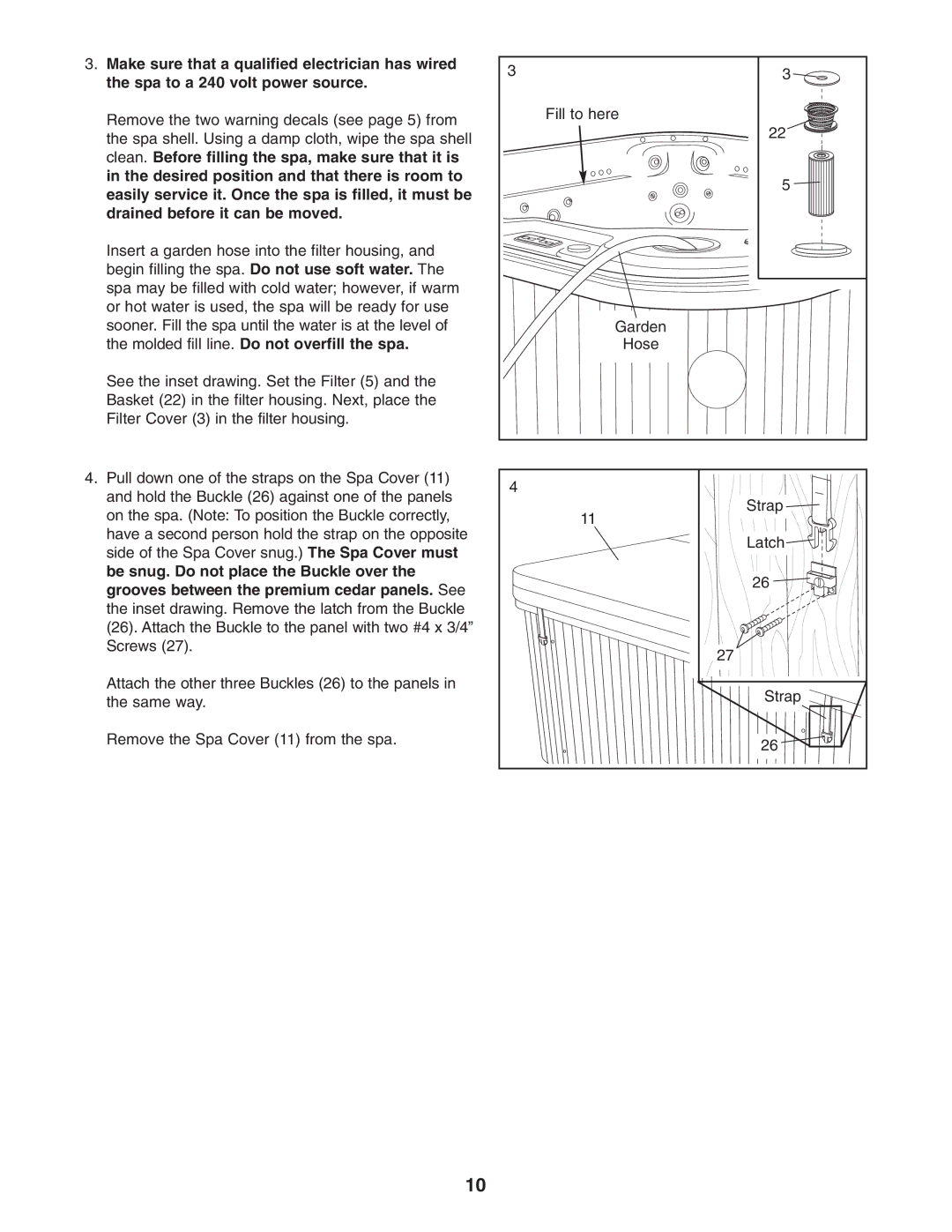 Image IMSB53950 user manual Molded fill line. Do not overfill the spa 