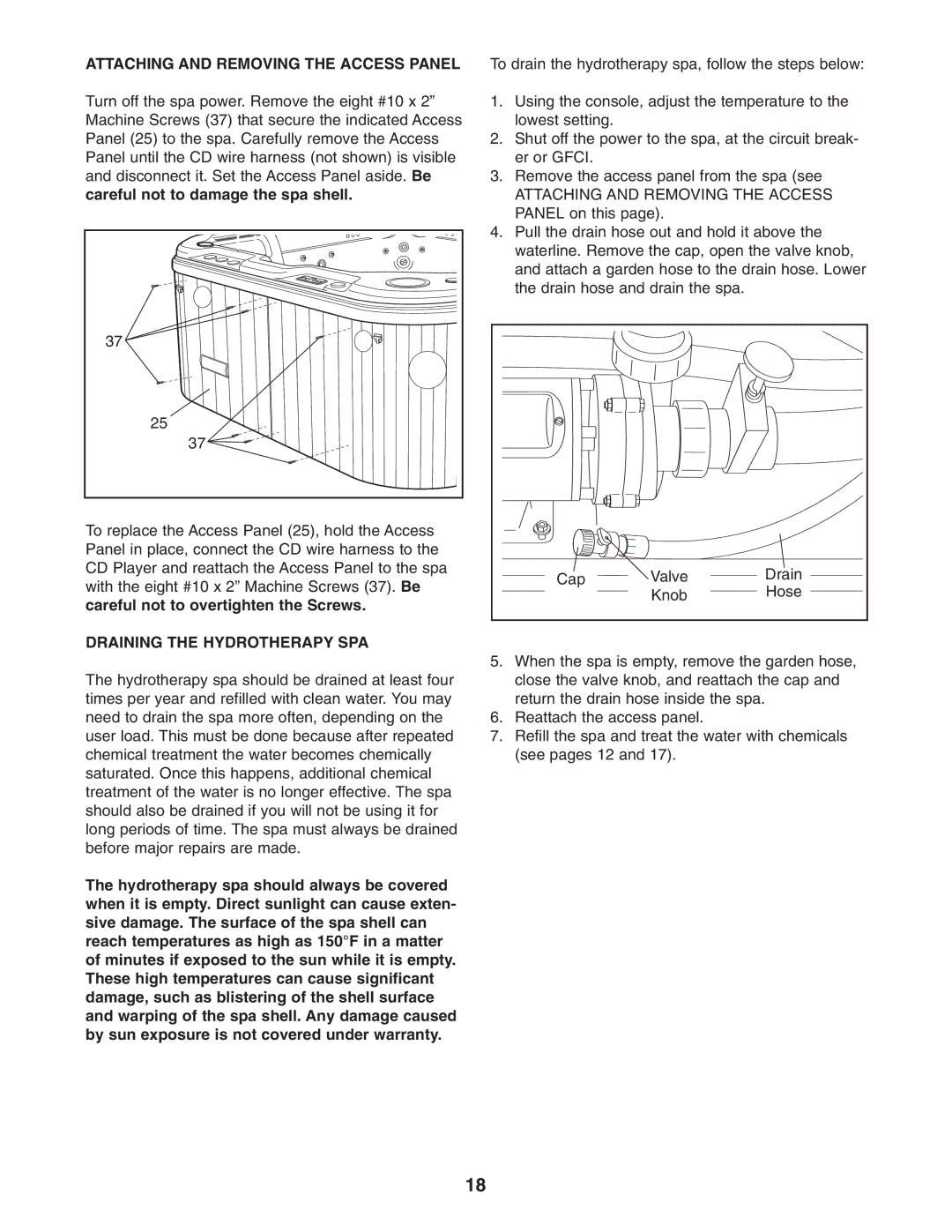 Image IMSB53950 user manual Draining the Hydrotherapy SPA 