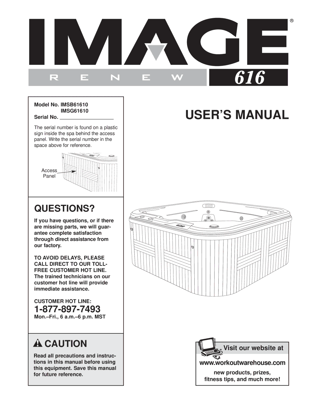 Image IMSB61610, IMSG61610 user manual Model No. IMSB61610 IMSG61610 Serial No, Customer HOT Line 