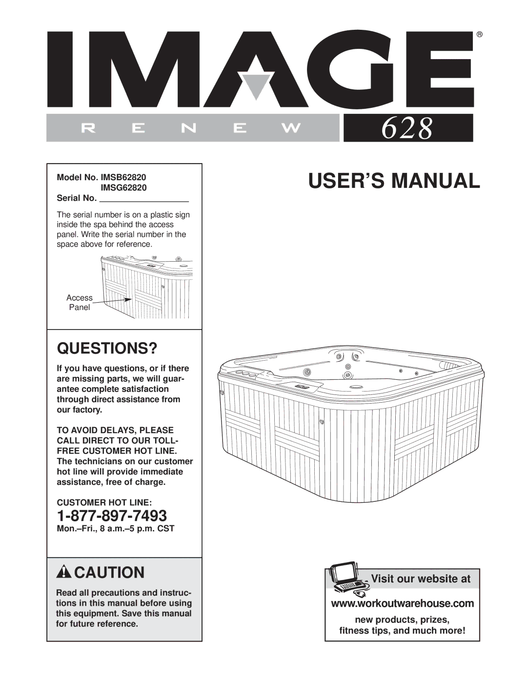 Image user manual Model No. IMSB62820 IMSG62820 Serial No, Customer HOT Line 