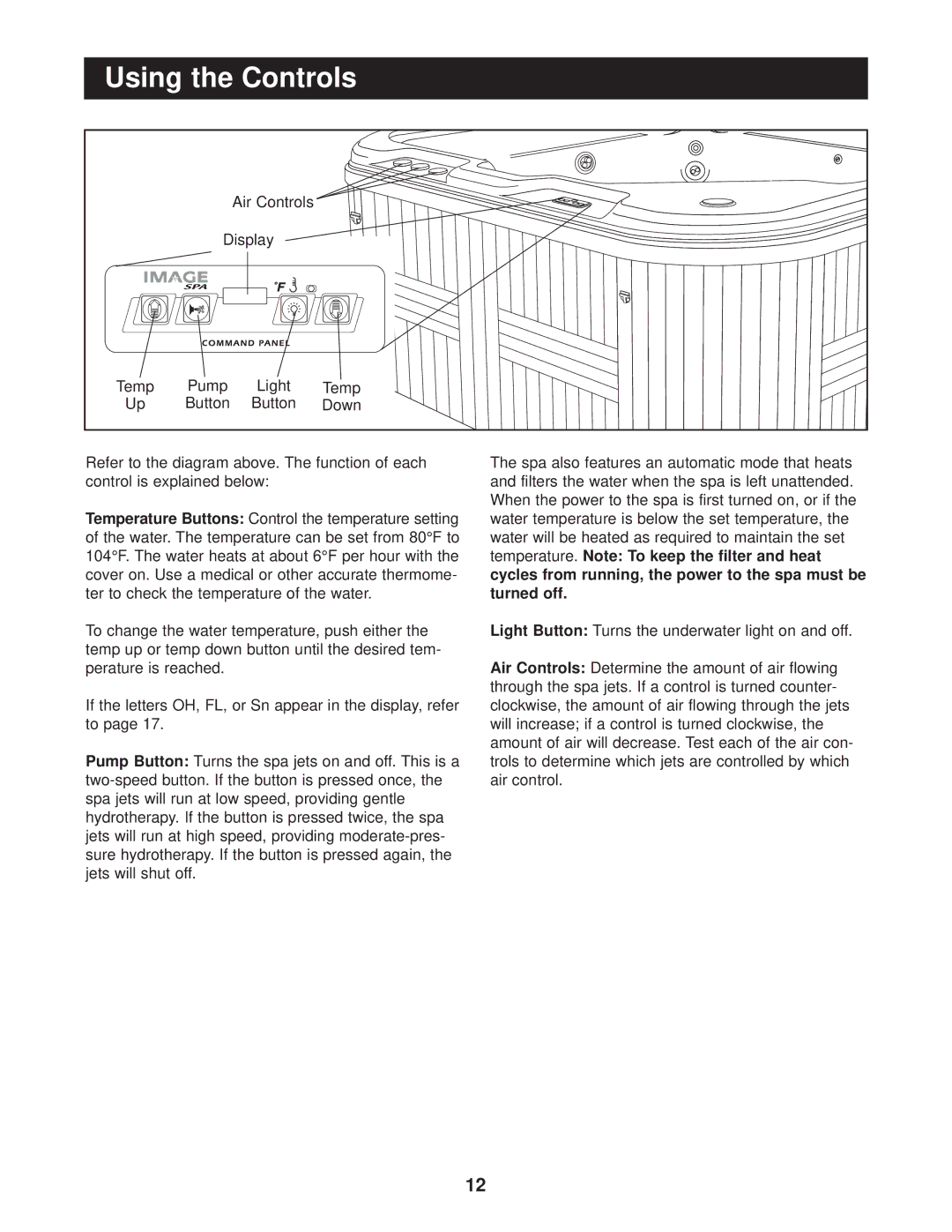 Image IMSG62820, IMSB62820 user manual Using the Controls 