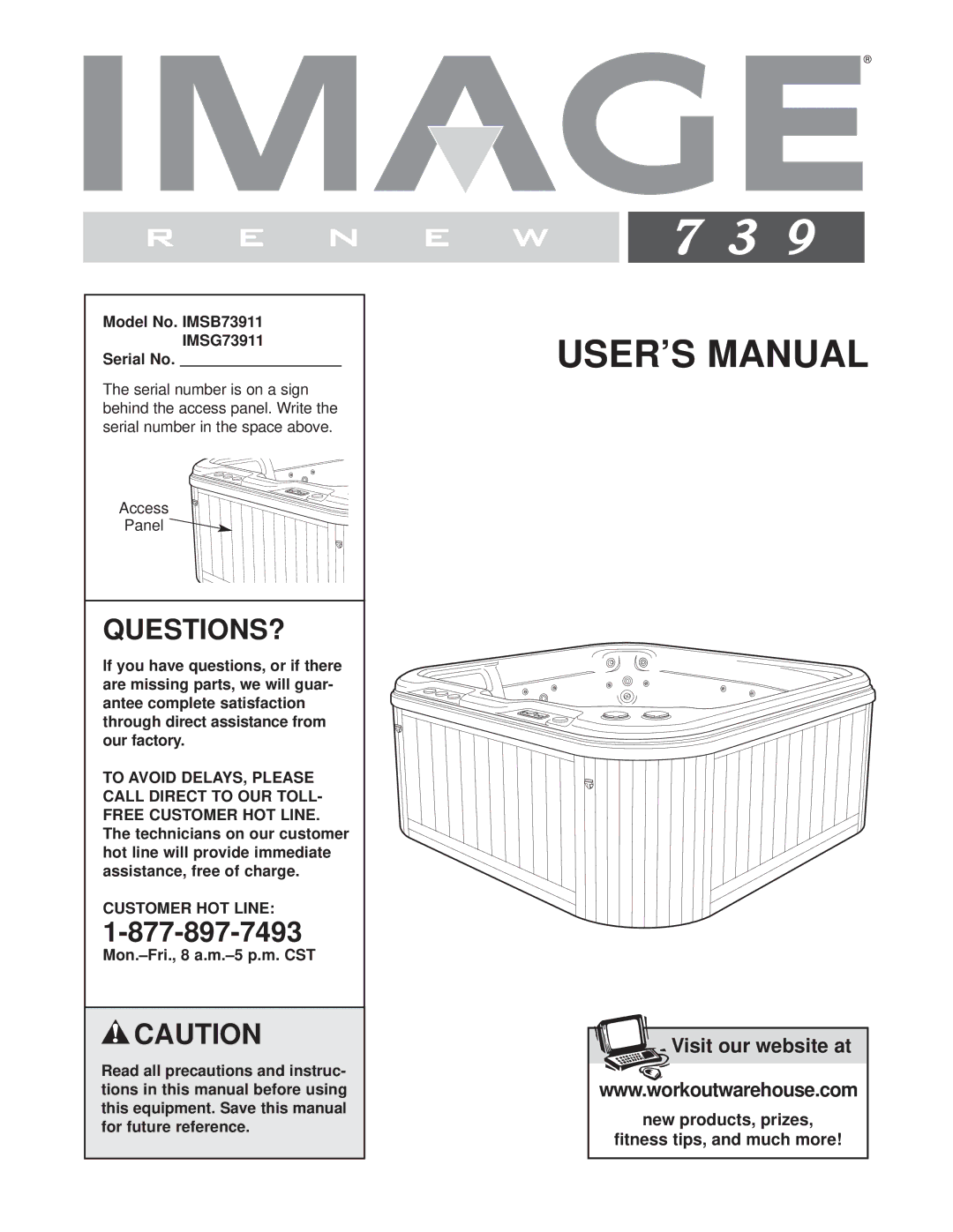 Image user manual Model No. IMSB73911 IMSG73911 Serial No, Customer HOT Line 