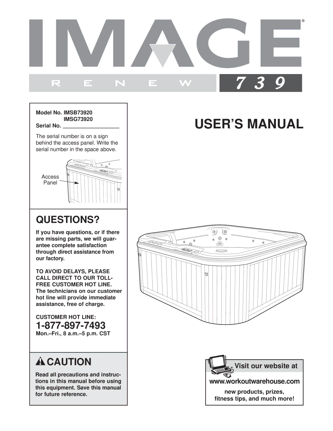 Image user manual Model No. IMSB73920 IMSG73920 Serial No, Customer HOT Line 