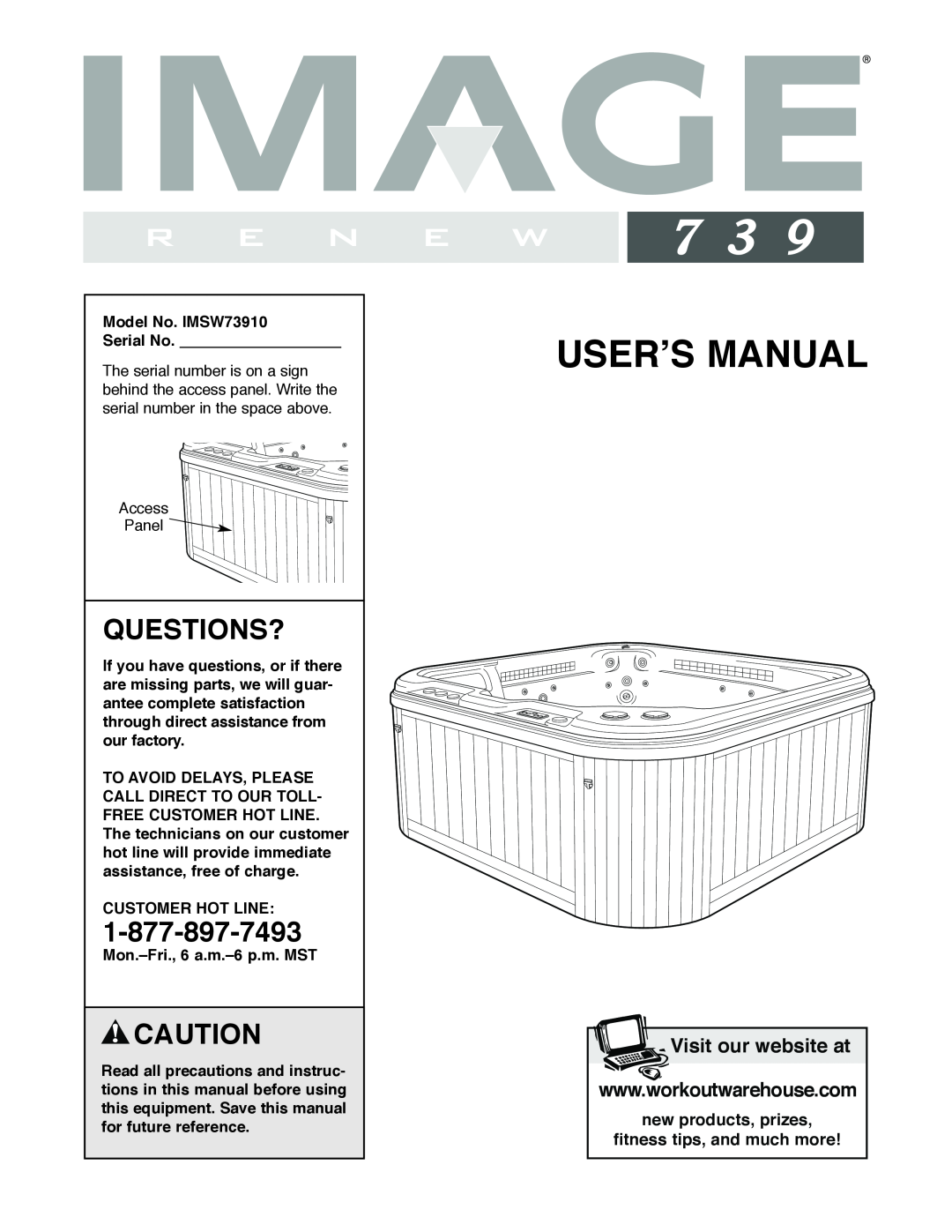 Image IMSW73910 user manual Questions?, 1-877-897-7493, User’S Manual, new products, prizes fitness tips, and much more 