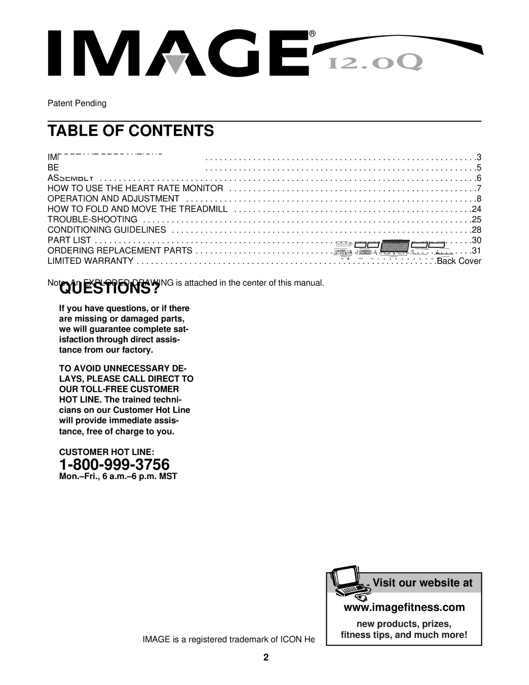 Image IMTL07610 user manual Table of Contents 