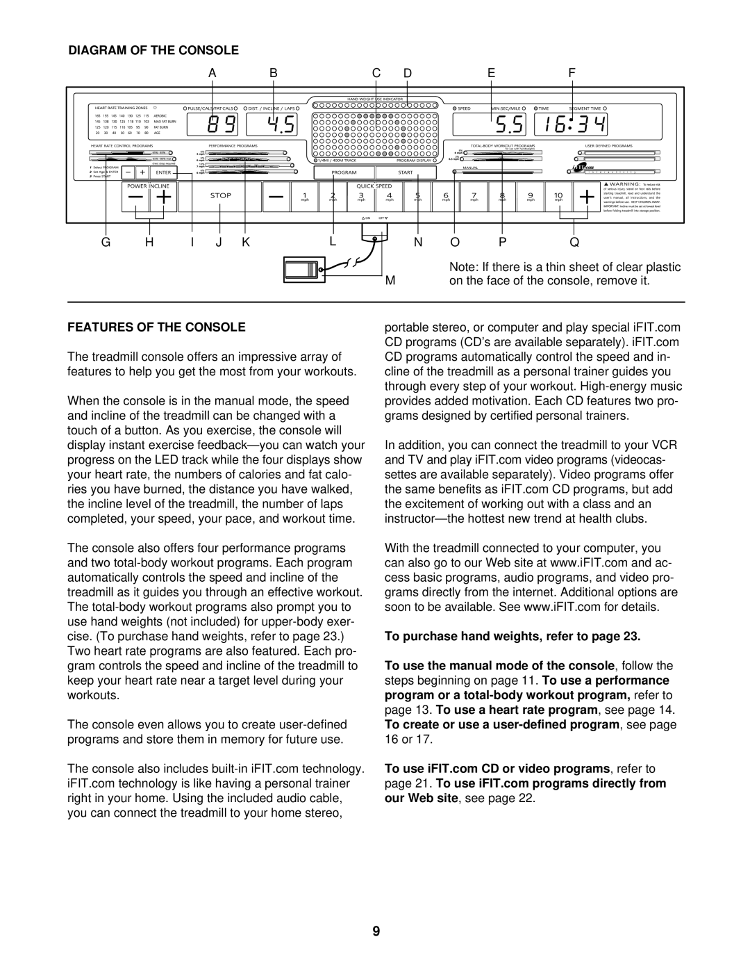 Image IMTL07611 user manual Diagram of the Console, Features of the Console 