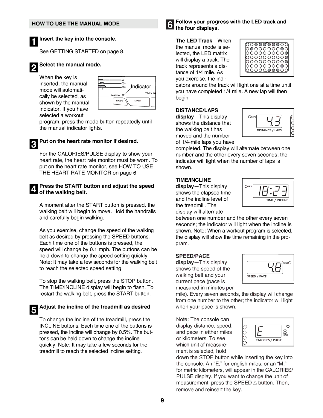 Image IMTL07800 user manual HOW to USE the Manual Mode, Distance/Laps 