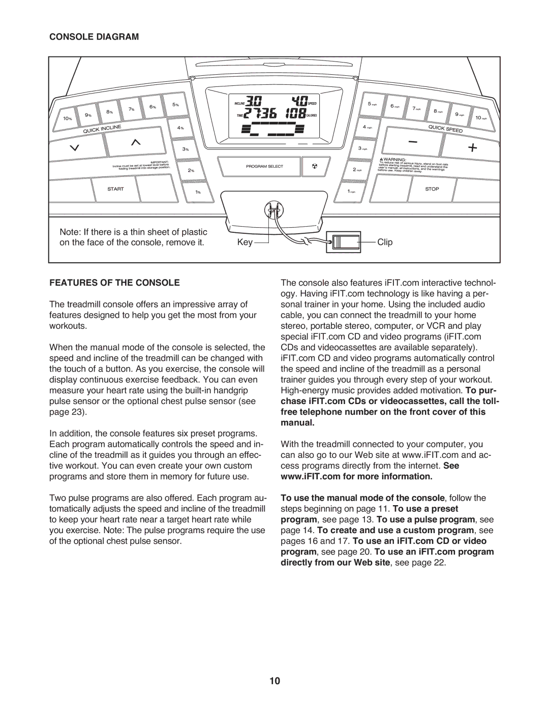 Image IMTL07905.0 user manual Console Diagram, Features of the Console 