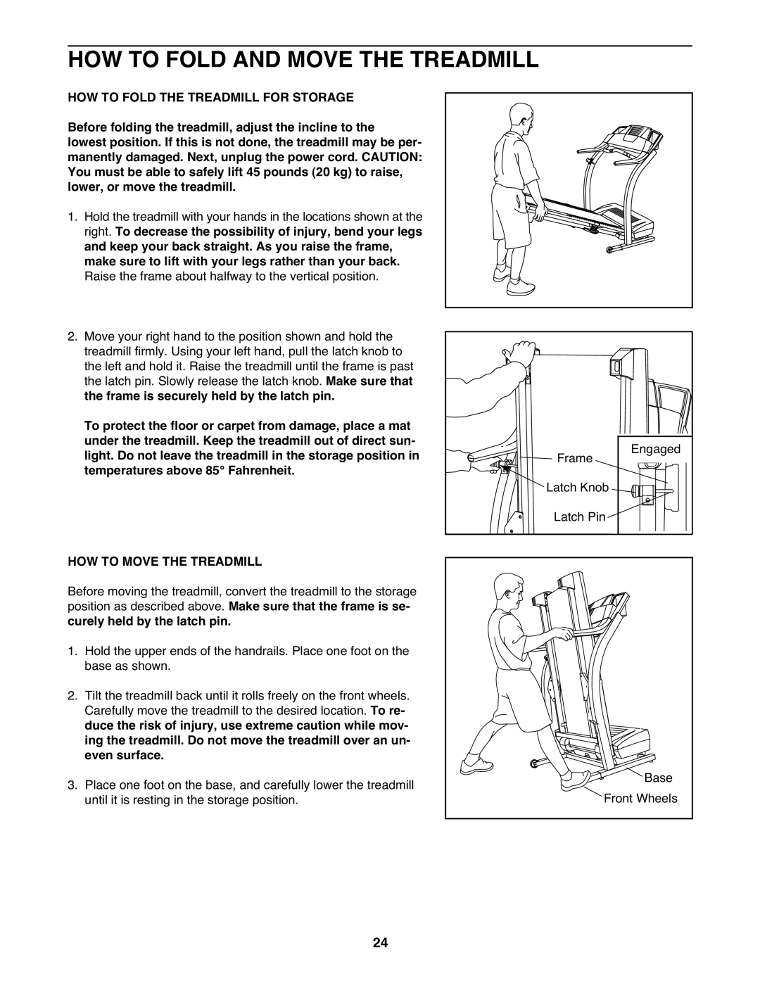 Image IMTL07905.0 user manual HOW to Fold and Move the Treadmill, HOW to Move the Treadmill 