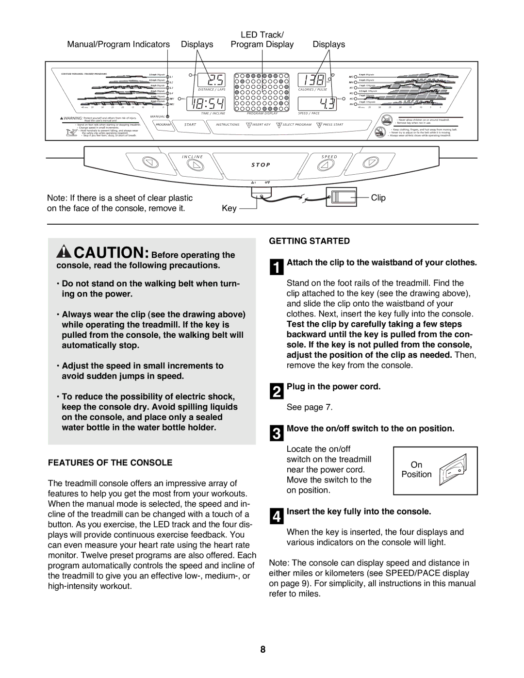 Image IMTL11901 user manual Getting Started, Attach the clip to the waistband of your clothes, Features of the Console 