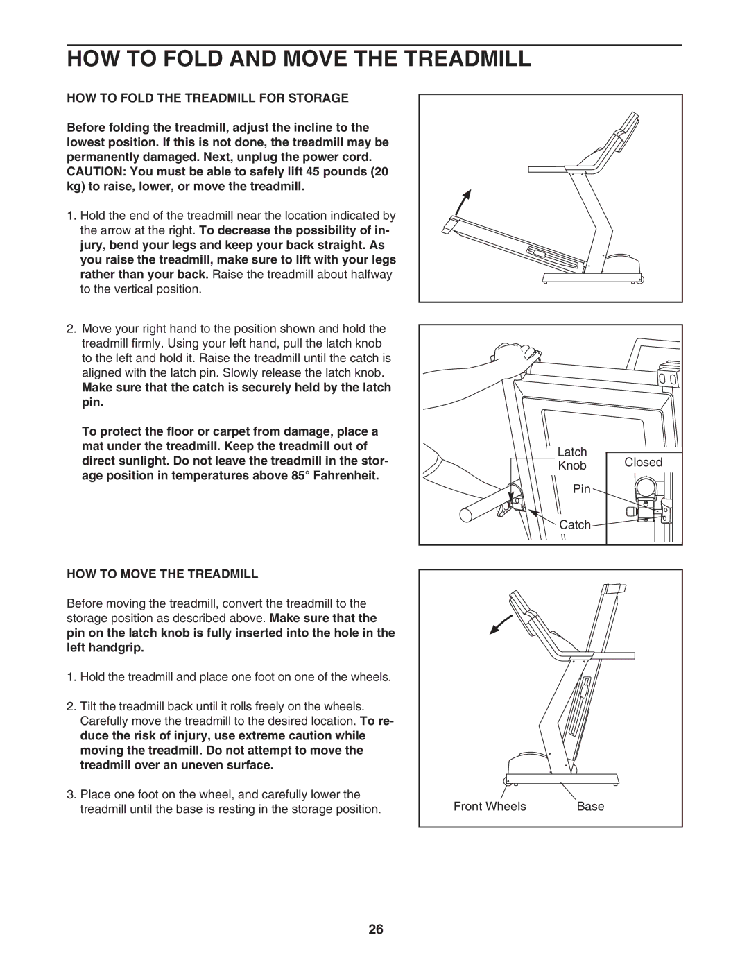 Image IMTL11905.1 HOW to Fold and Move the Treadmill, HOW to Fold the Treadmill for Storage, HOW to Move the Treadmill 