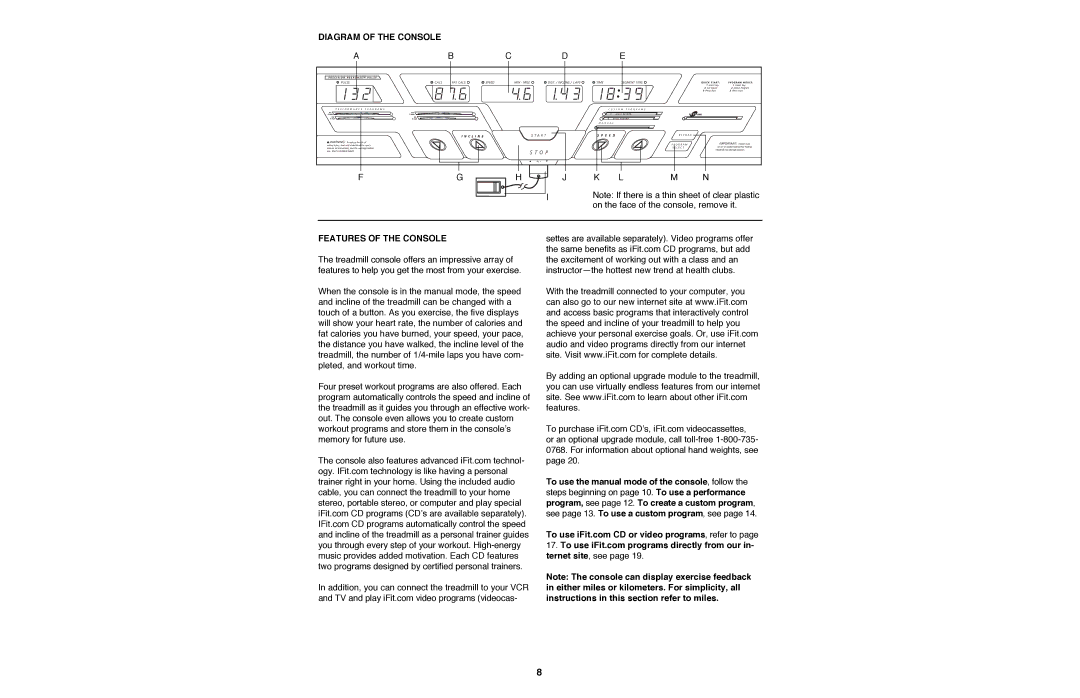 Image IMTL11990 user manual Diagram of the Console, Features of the Console 