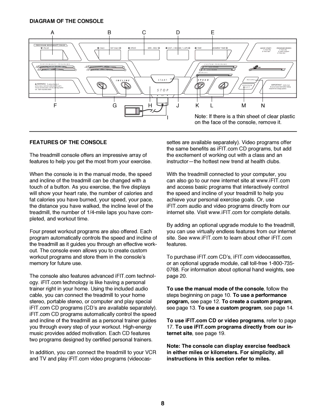 Image IMTL11992 user manual Diagram of the Console, Features of the Console 