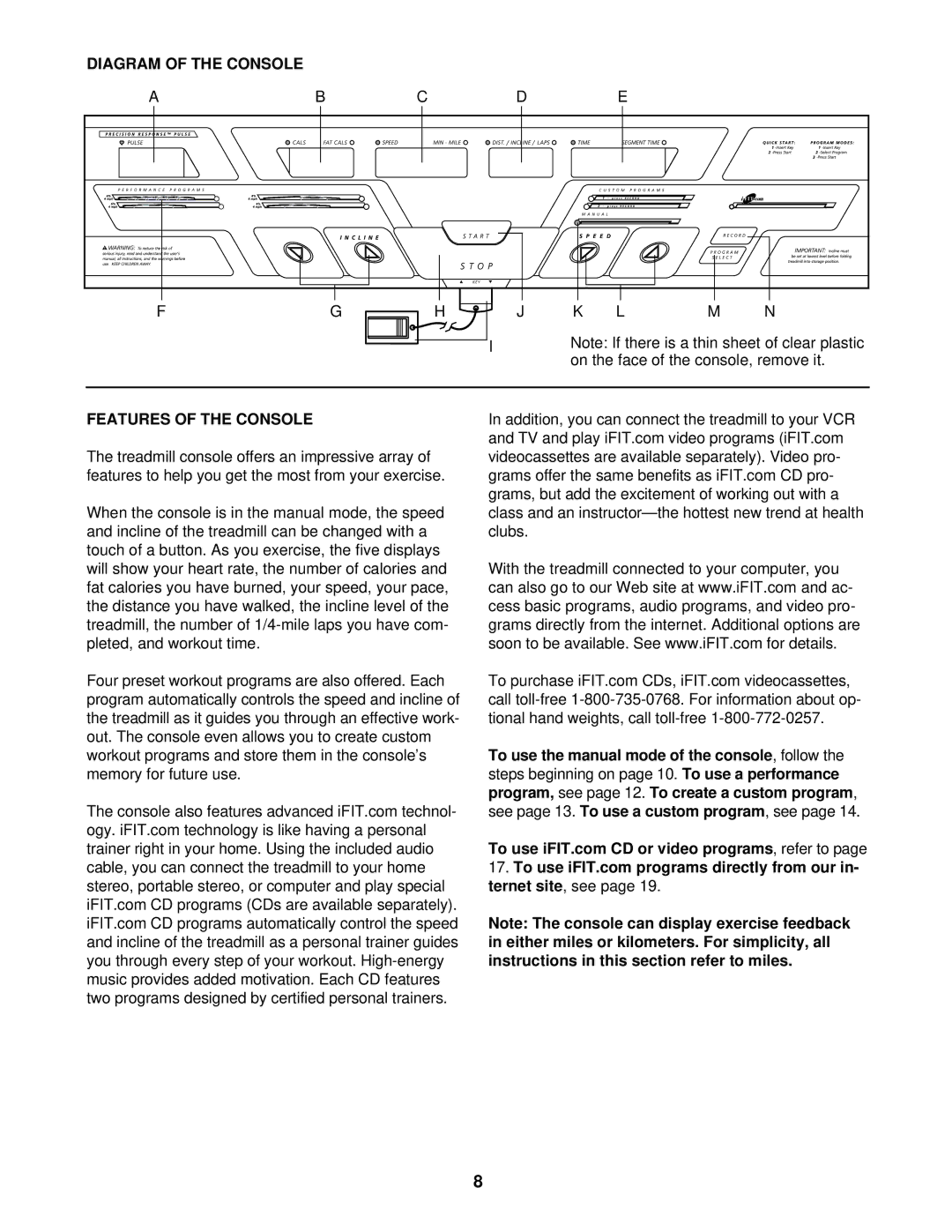 Image IMTL11994 user manual Diagram of the Console, Features of the Console 