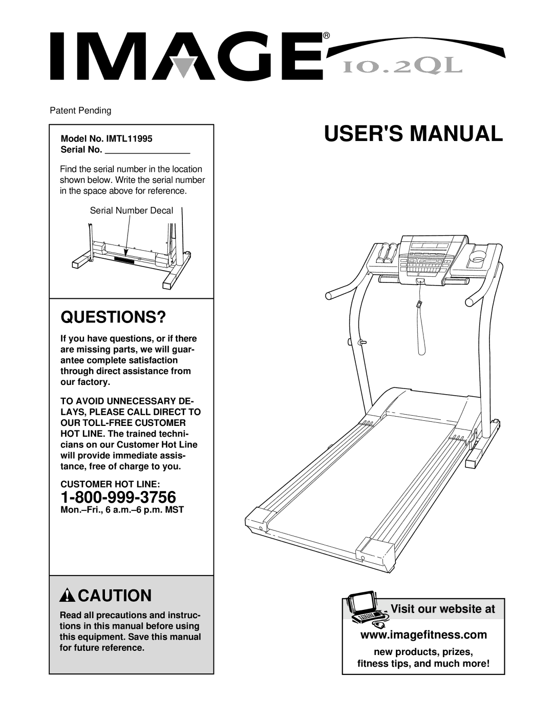 Image user manual Questions?, Model No. IMTL11995 Serial No, Customer HOT Line 