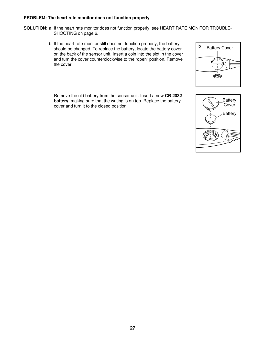 Image IMTL12900 user manual Problem The heart rate monitor does not function properly 