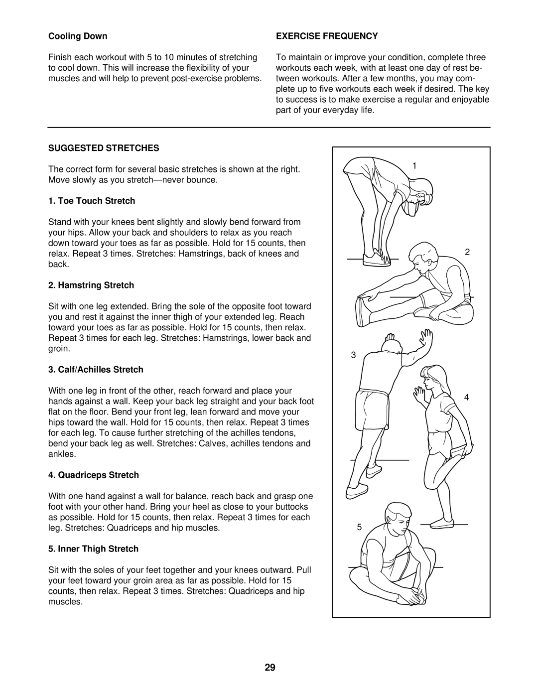 Image IMTL12902 user manual Exercise Frequency, Suggested Stretches 