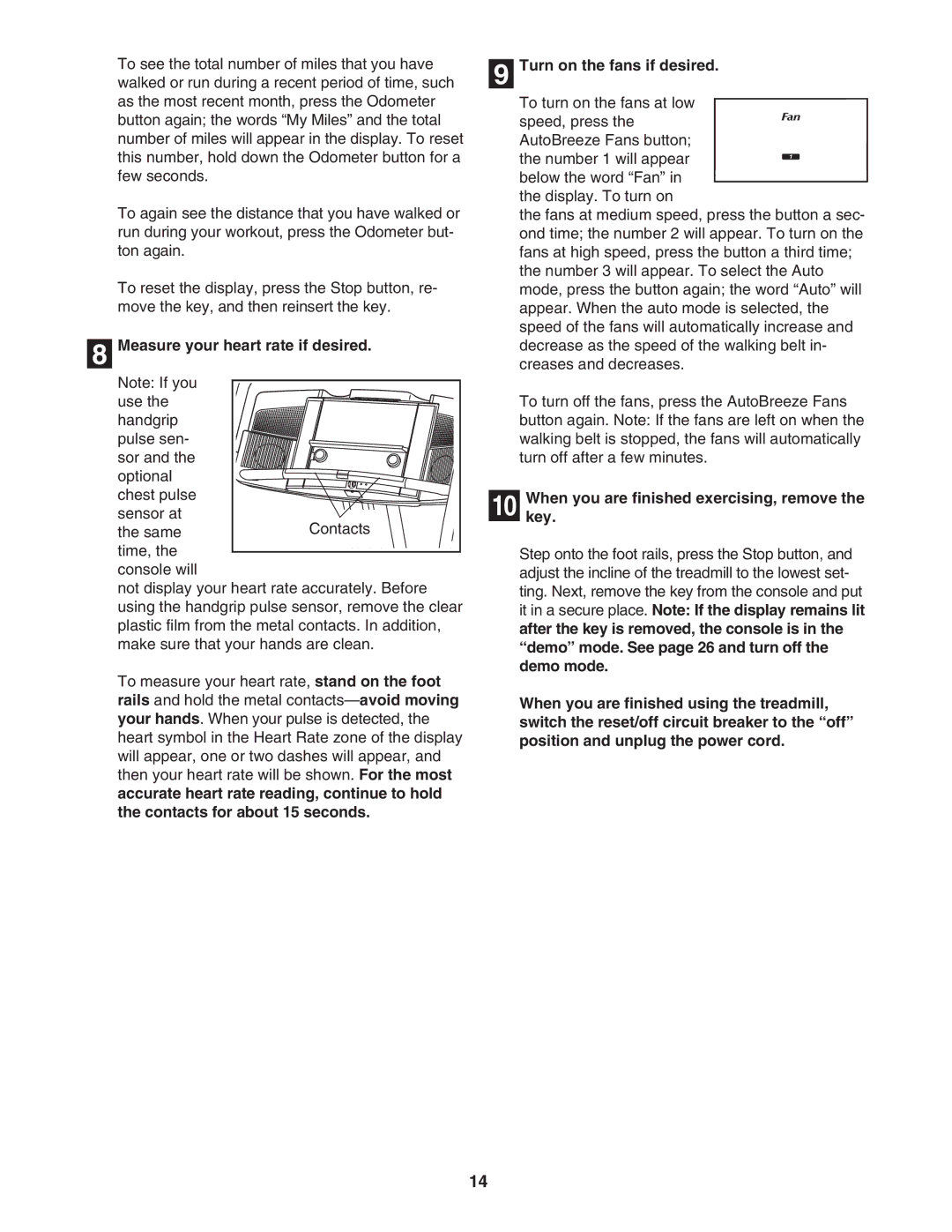 Image IMTL13905.0 user manual Measure your heart rate if desired, Turn on the fans if desired 