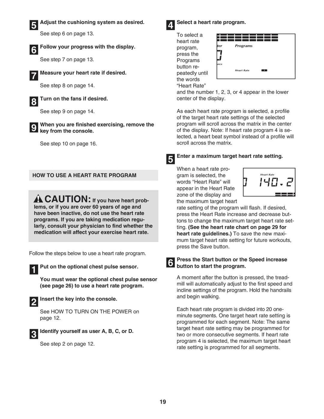 Image IMTL13905.0 HOW to USE a Heart Rate Program, Select a heart rate program, Enter a maximum target heart rate setting 