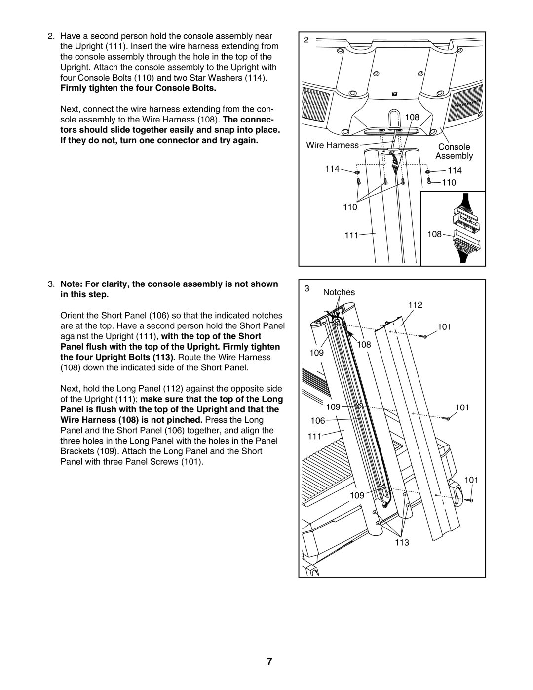 Image IMTL13905.0 Firmly tighten the four Console Bolts, This step, Upright 111 make sure that the top of the Long 