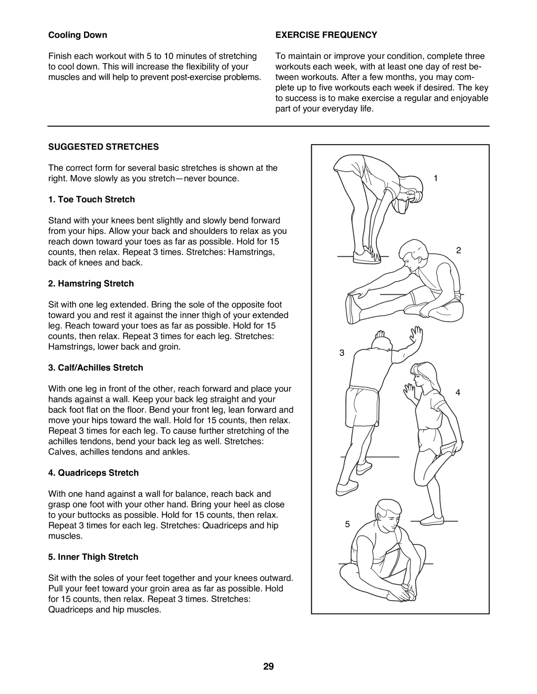 Image IMTL13991 user manual Exercise Frequency, Suggested Stretches 