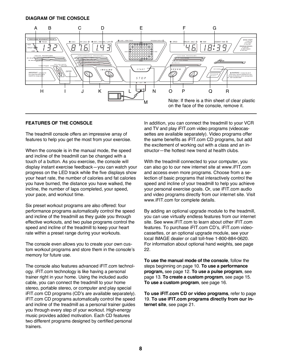 Image IMTL13991 user manual Diagram of the Console, Features of the Console 