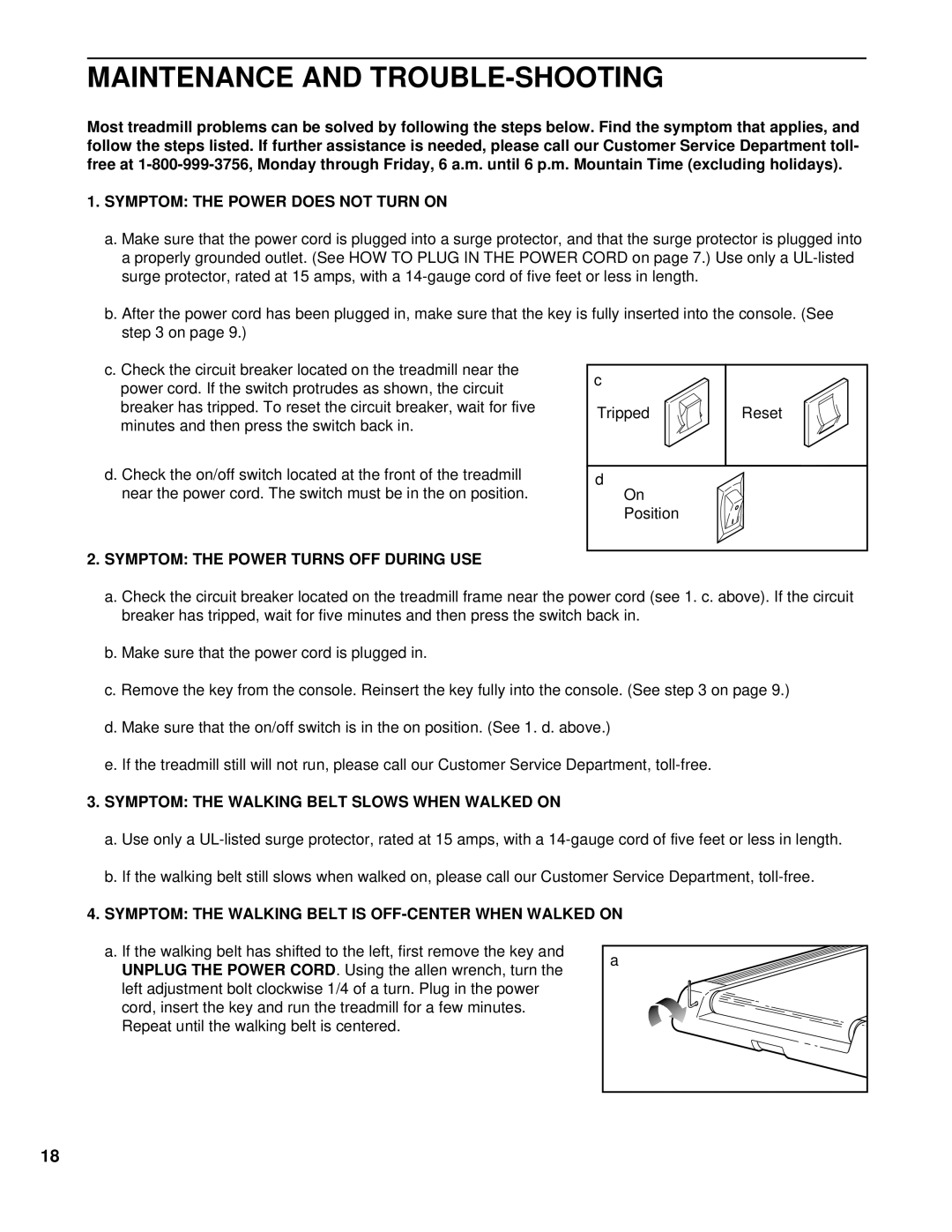 Image IMTL14072 user manual Maintenance and TROUBLE-SHOOTING, Symptom the Power does not Turn on 