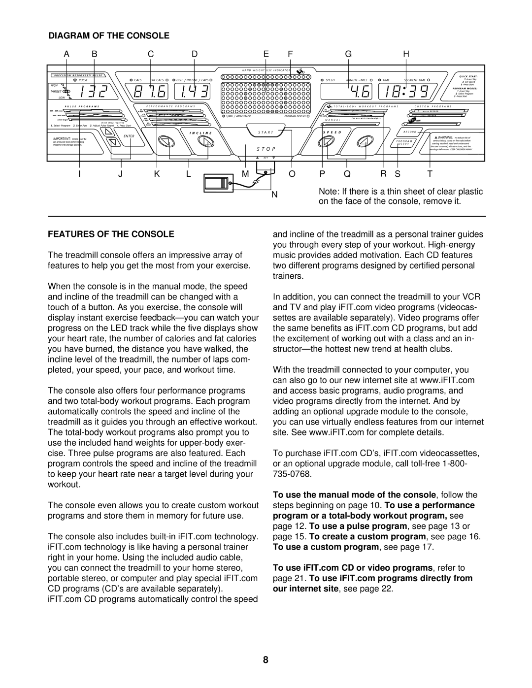 Image IMTL14900 user manual Diagram of the Console, Features of the Console 