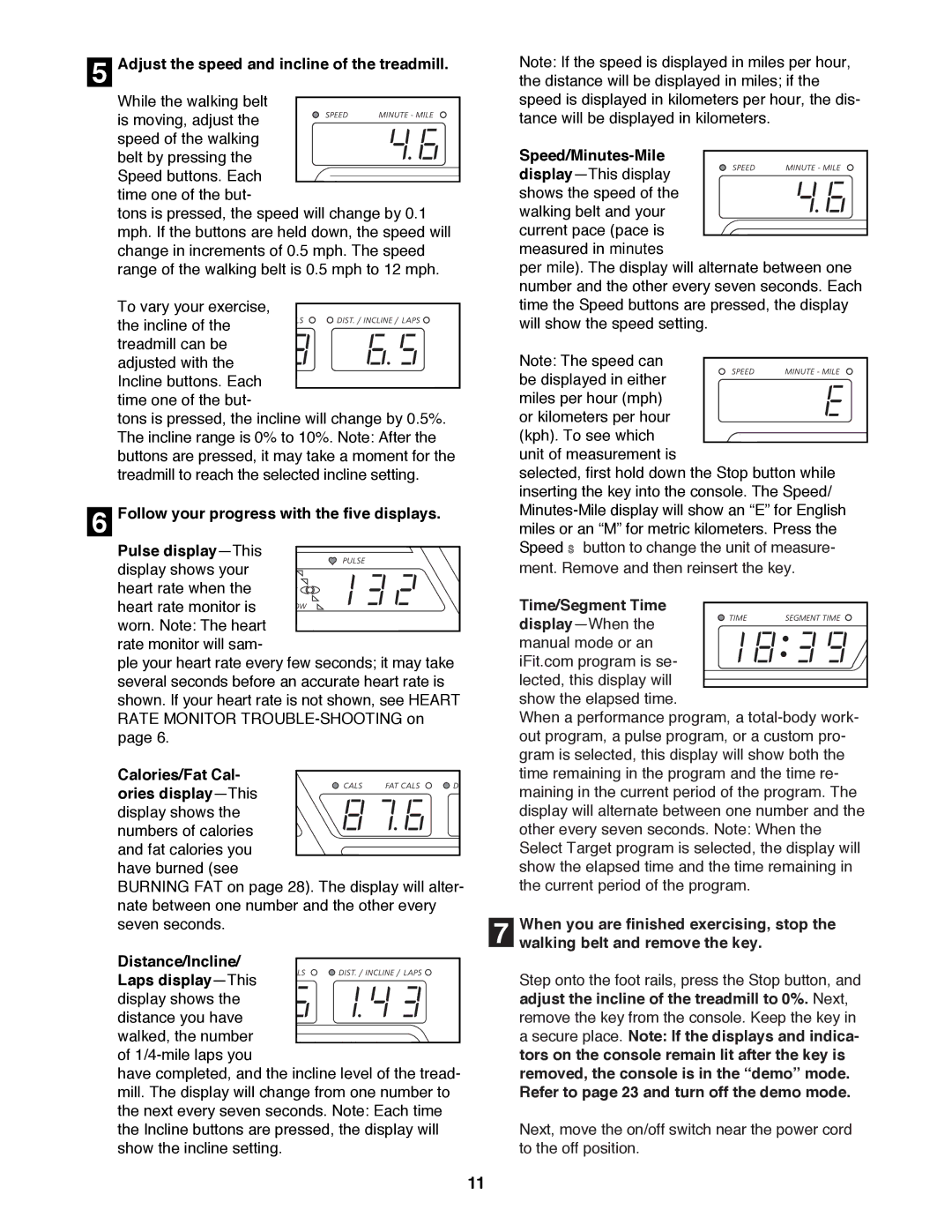 Image IMTL15991 Adjust the speed and incline of the treadmill, Calories/Fat Cal- ories displayÑThis, Time/Segment Time 