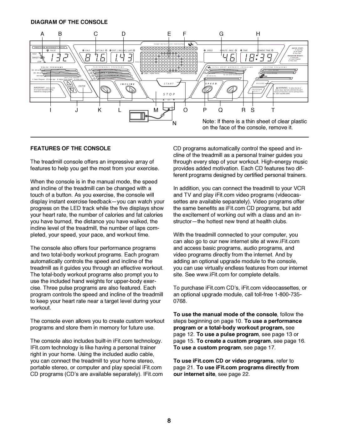 Image IMTL15991 user manual Diagram of the Console, Features of the Console 