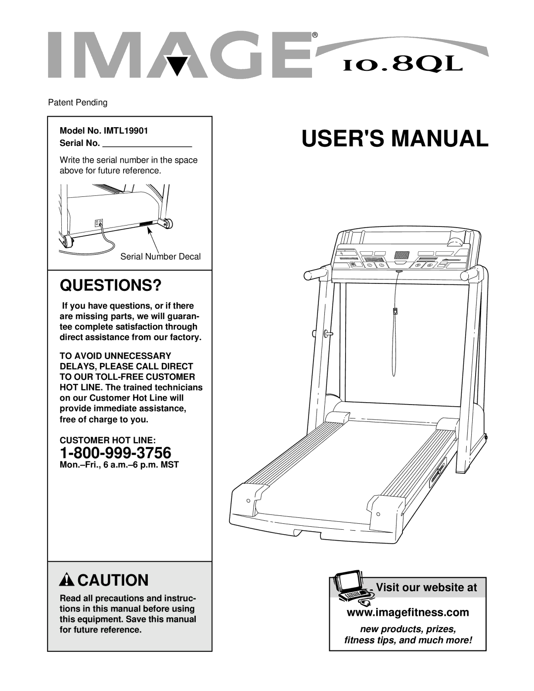 Image user manual Questions?, Model No. IMTL19901 Serial No, Customer HOT Line 