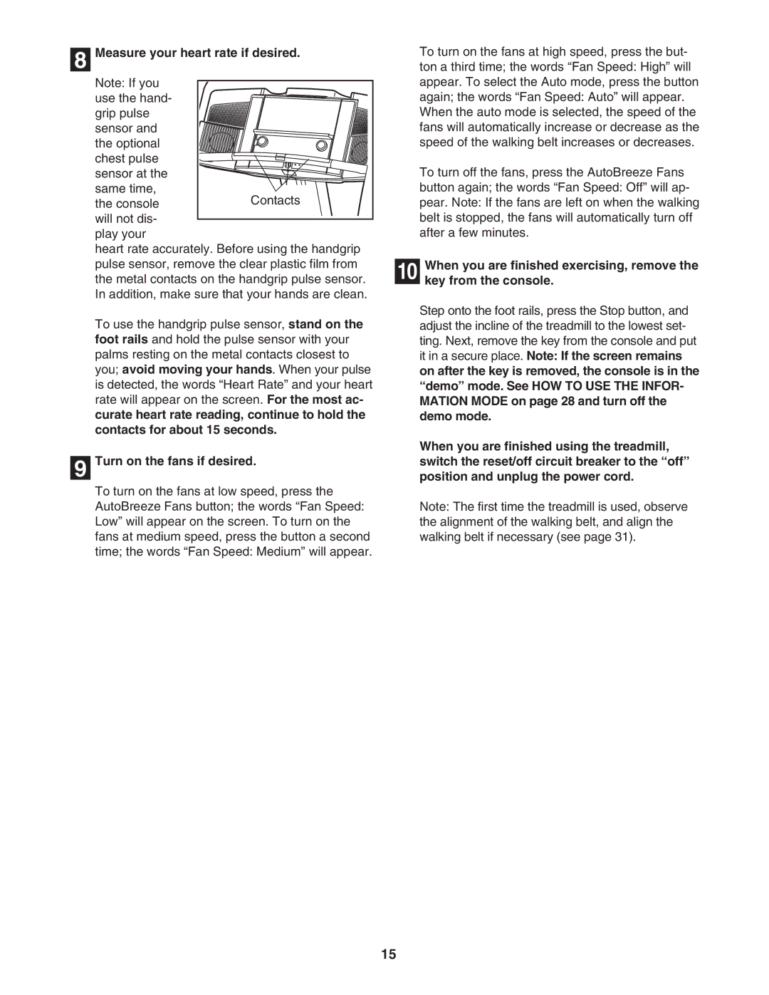 Image IMTL19905 user manual Measure your heart rate if desired, Turn on the fans if desired 