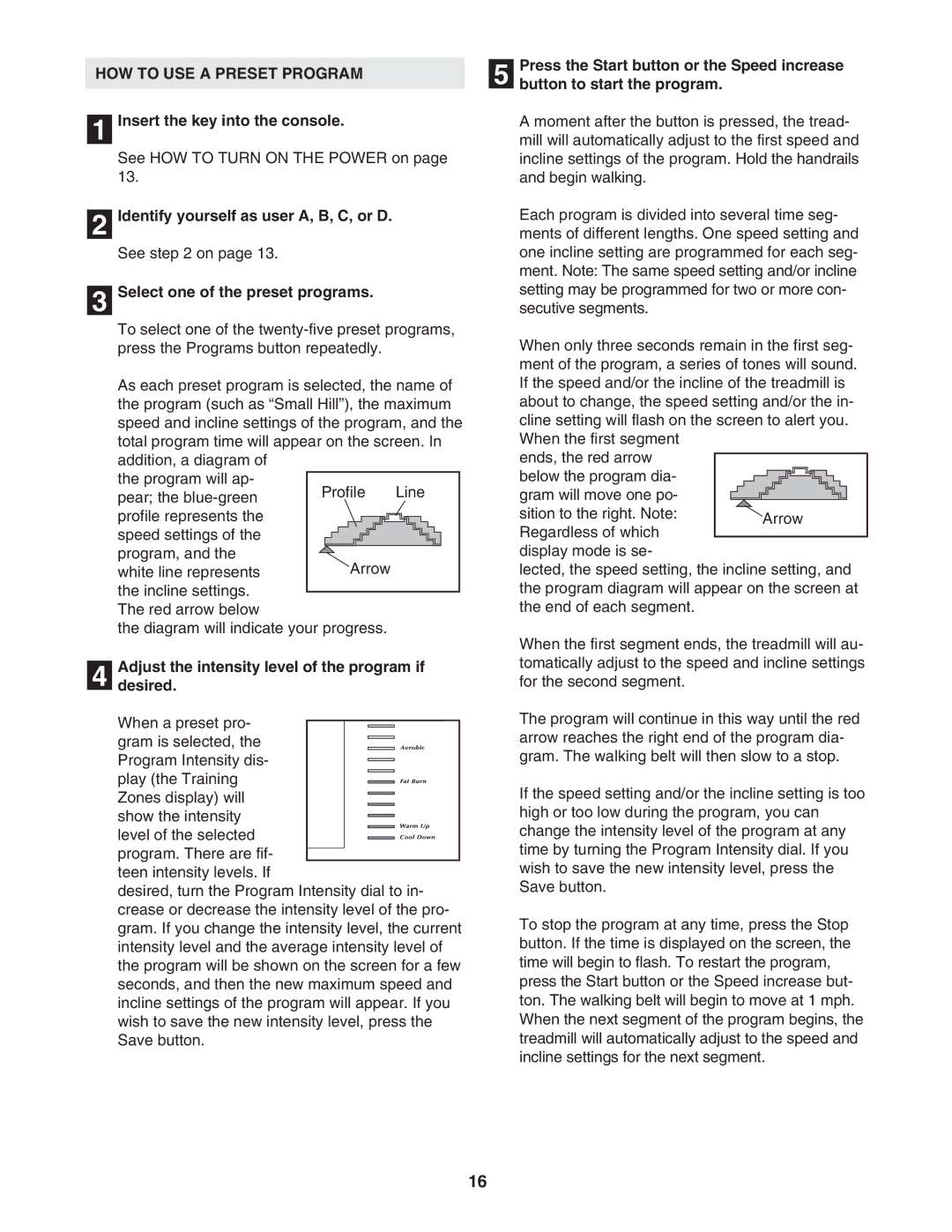 Image IMTL19905 HOW to USE a Preset Program, Identify yourself as user A, B, C, or D, Select one of the preset programs 