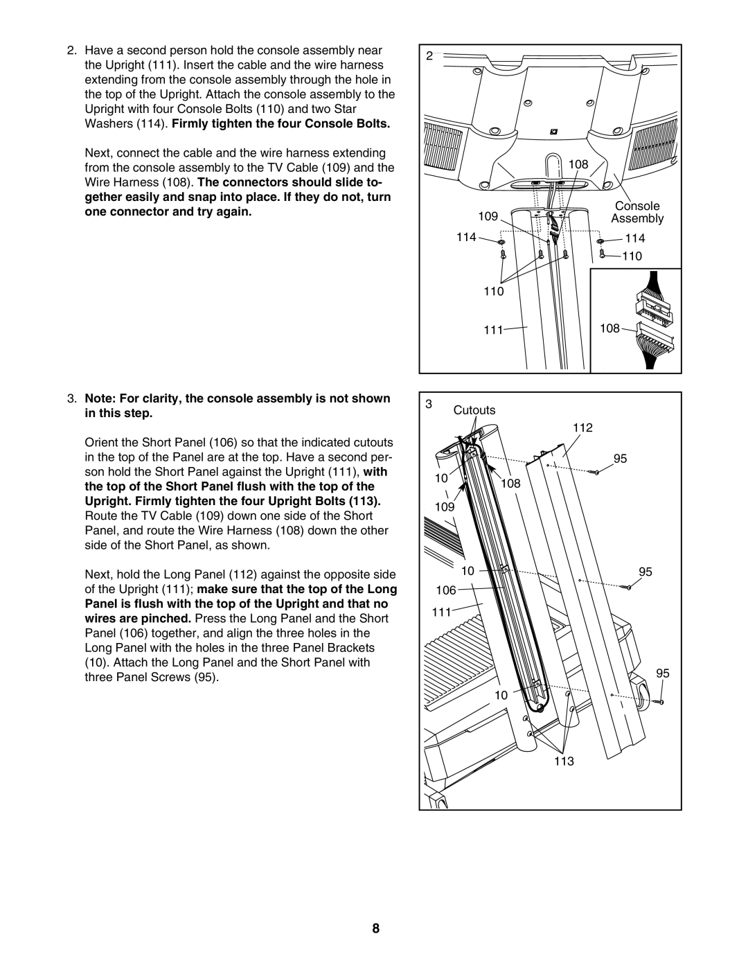 Image IMTL19905 user manual Washers 114. Firmly tighten the four Console Bolts, One connector and try again, This step 