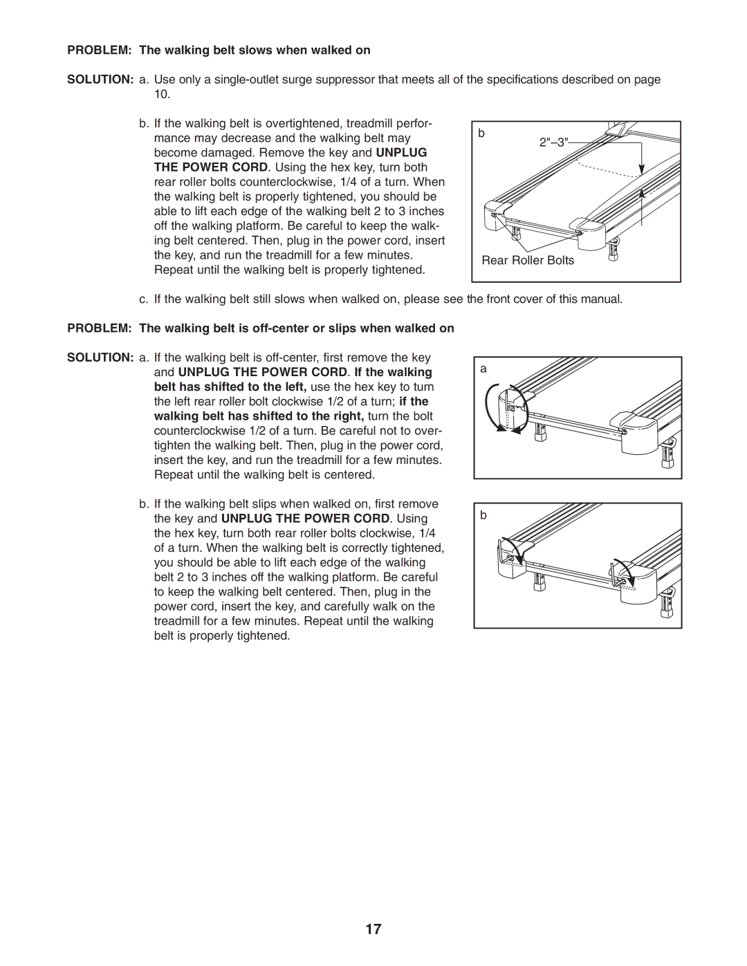 Image IMTL22506.0 user manual Problem The walking belt slows when walked on 