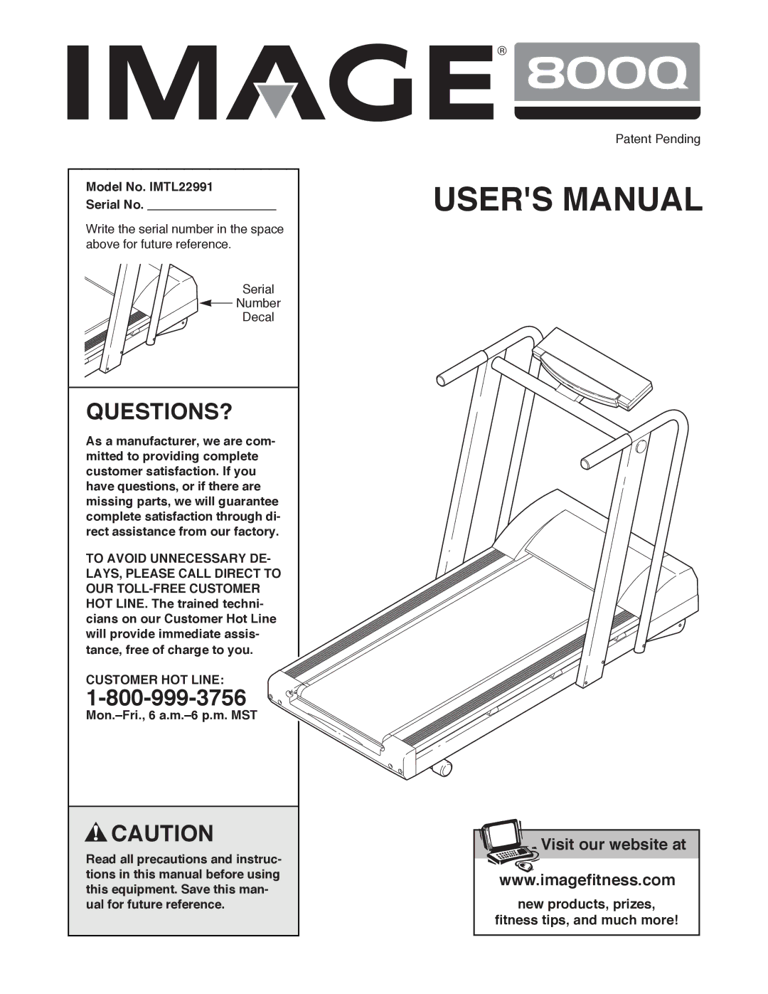 Image user manual Questions?, Model No. IMTL22991 Serial No, Customer HOT Line 