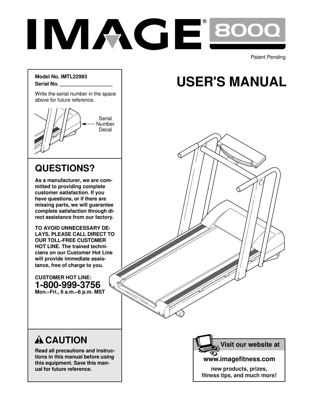 Image user manual Questions?, Model No. IMTL22993 Serial No, Customer HOT Line 