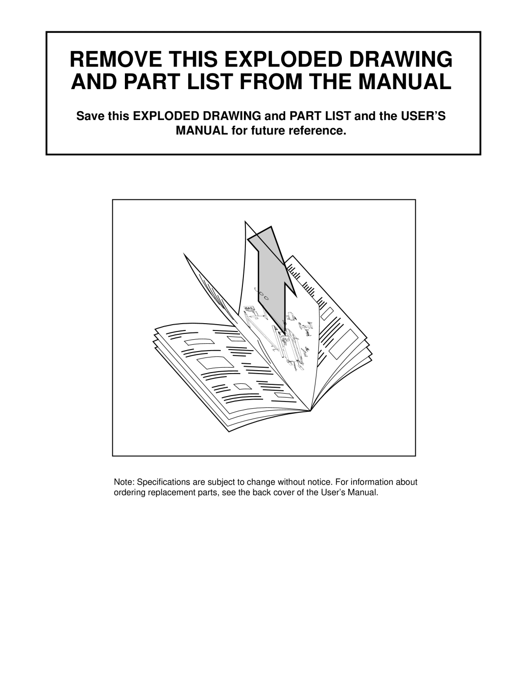 Image IMTL22993 user manual Remove this Exploded Drawing and Part List from the Manual 