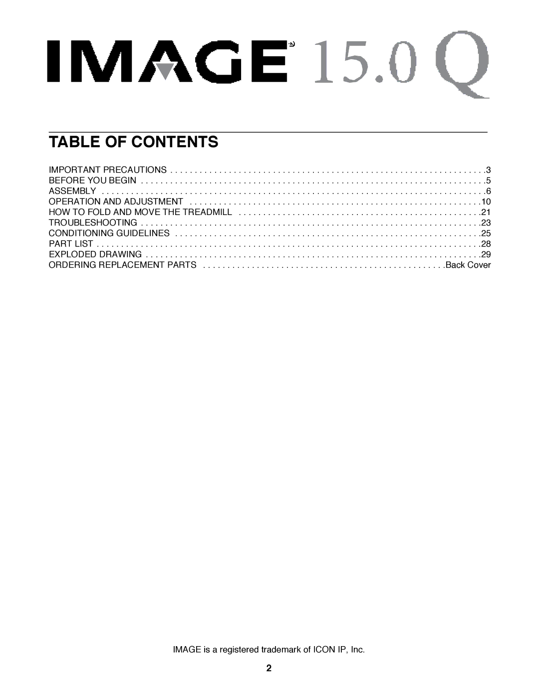 Image IMTL315040 user manual Table of Contents 