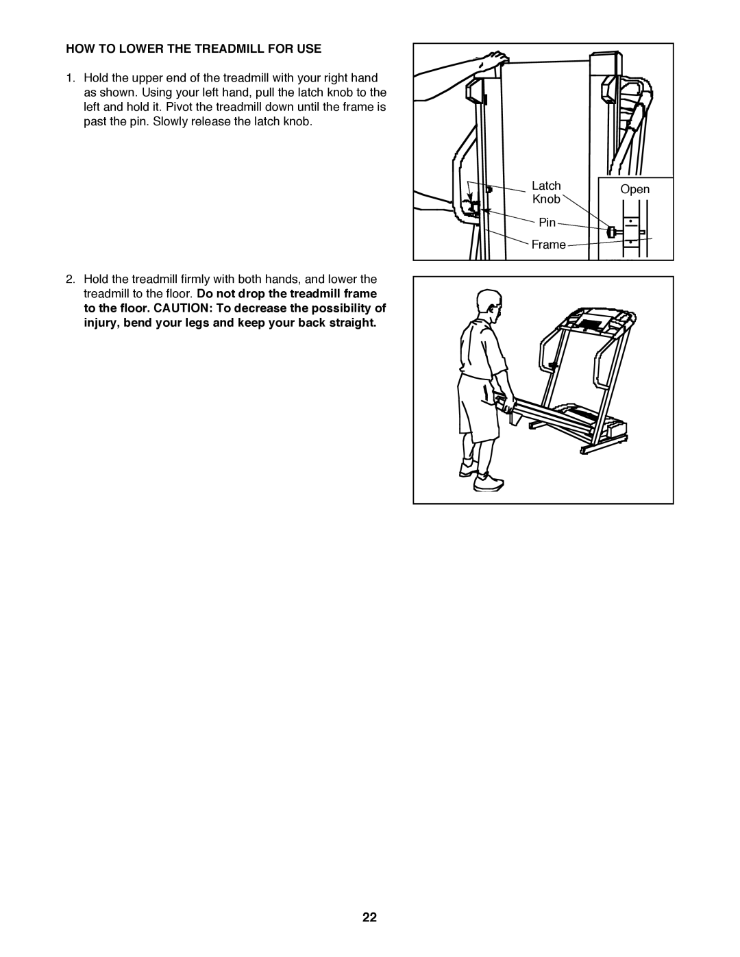 Image IMTL315040 user manual HOW to Lower the Treadmill for USE 