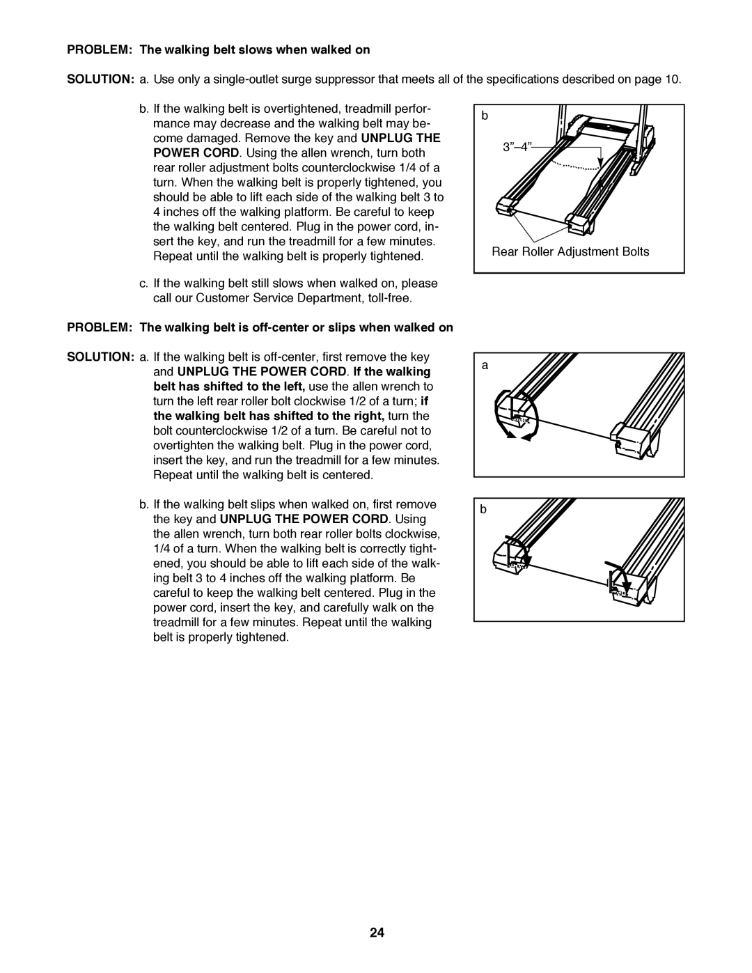 Image IMTL315040 user manual Problem The walking belt slows when walked on, Key and Unplug the Power CORD. Using 