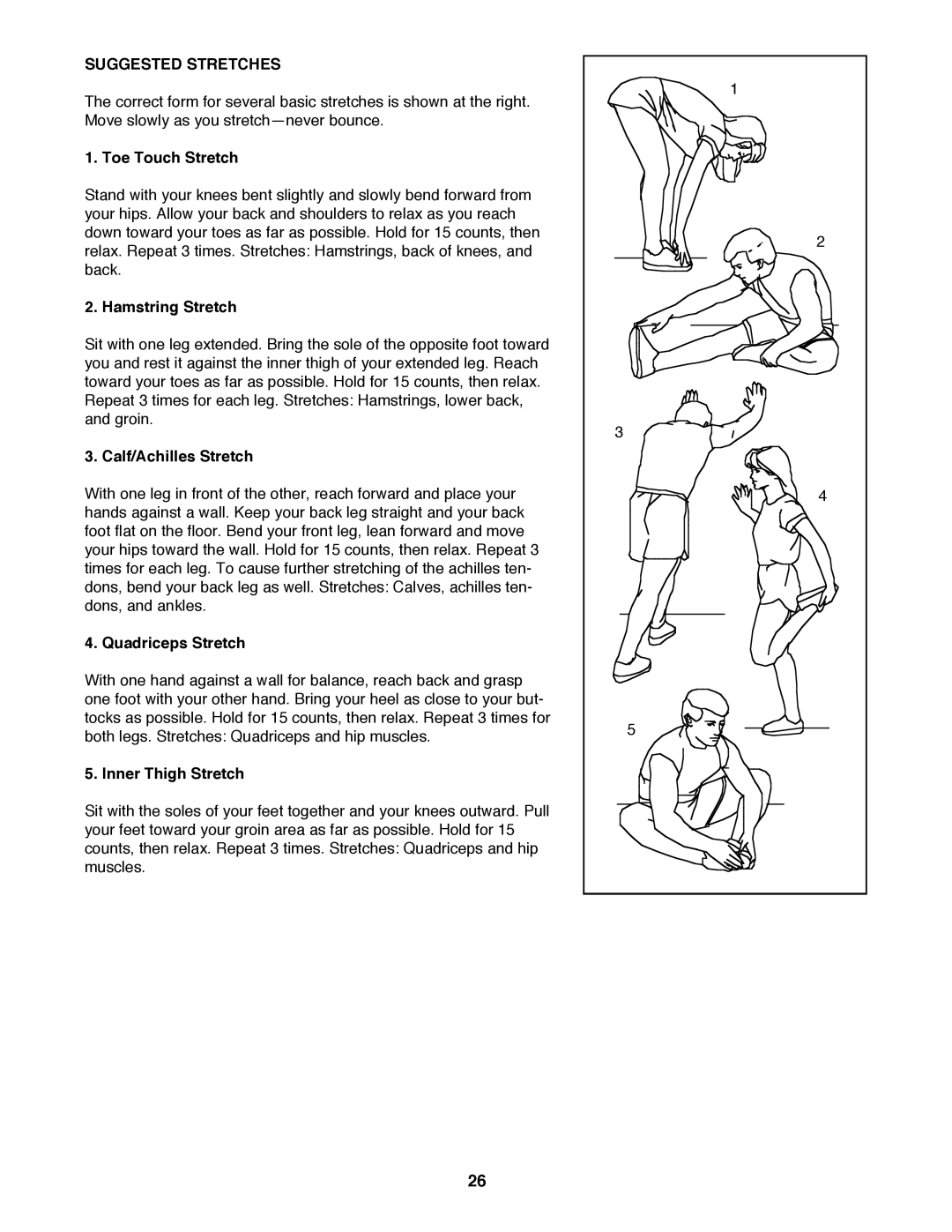 Image IMTL315040 user manual Suggested Stretches 