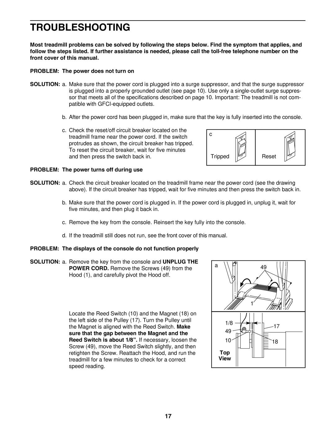 Image IMTL39105.0 user manual Troubleshooting, Problem The power turns off during use, Top 