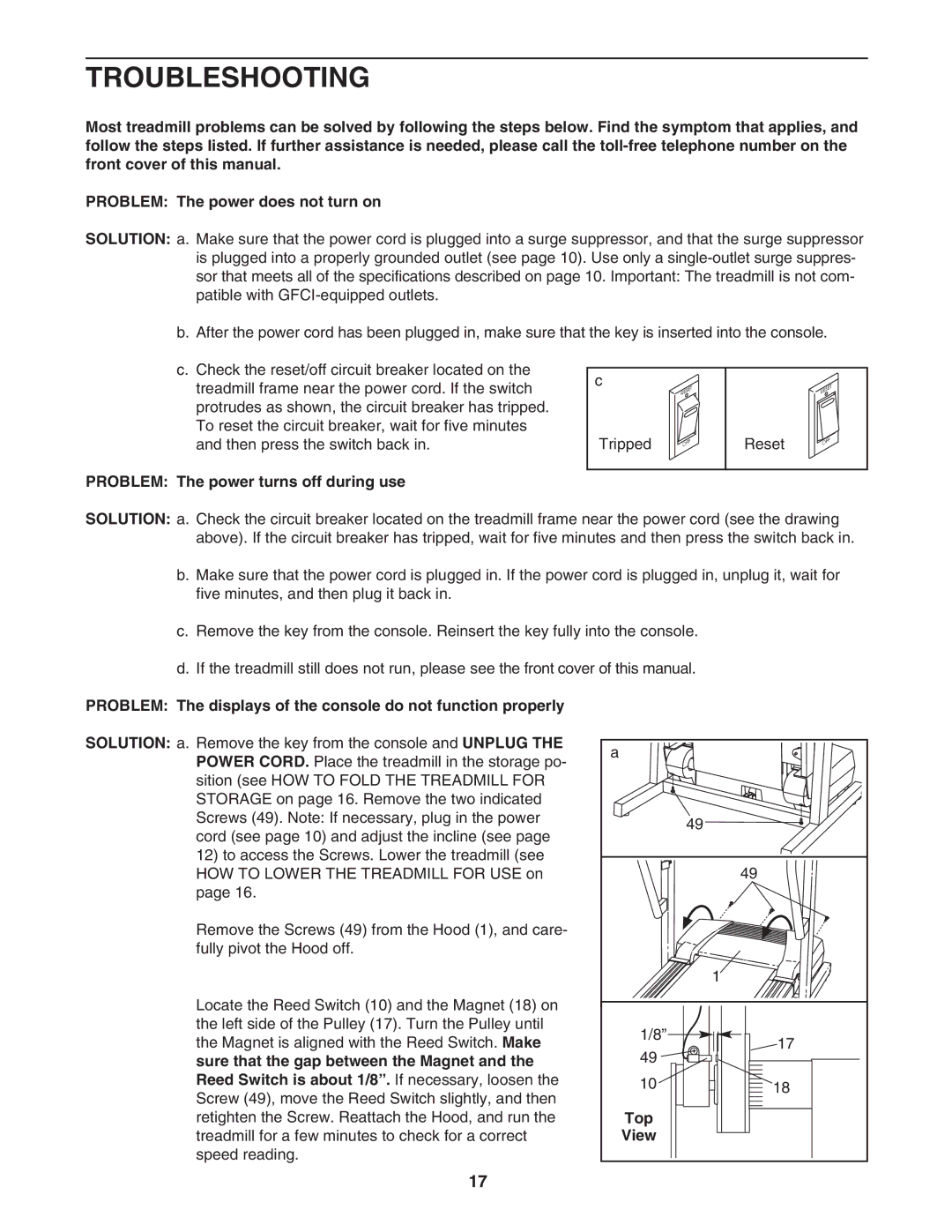 Image IMTL39105.2 user manual Troubleshooting, Problem The power turns off during use, Top 