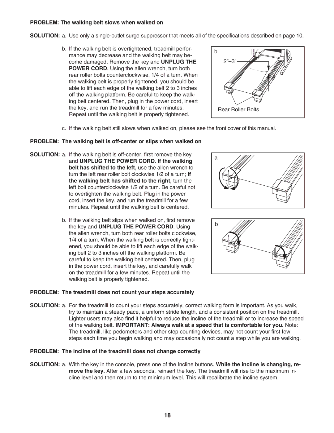 Image IMTL39105.2 user manual Problem The walking belt slows when walked on 