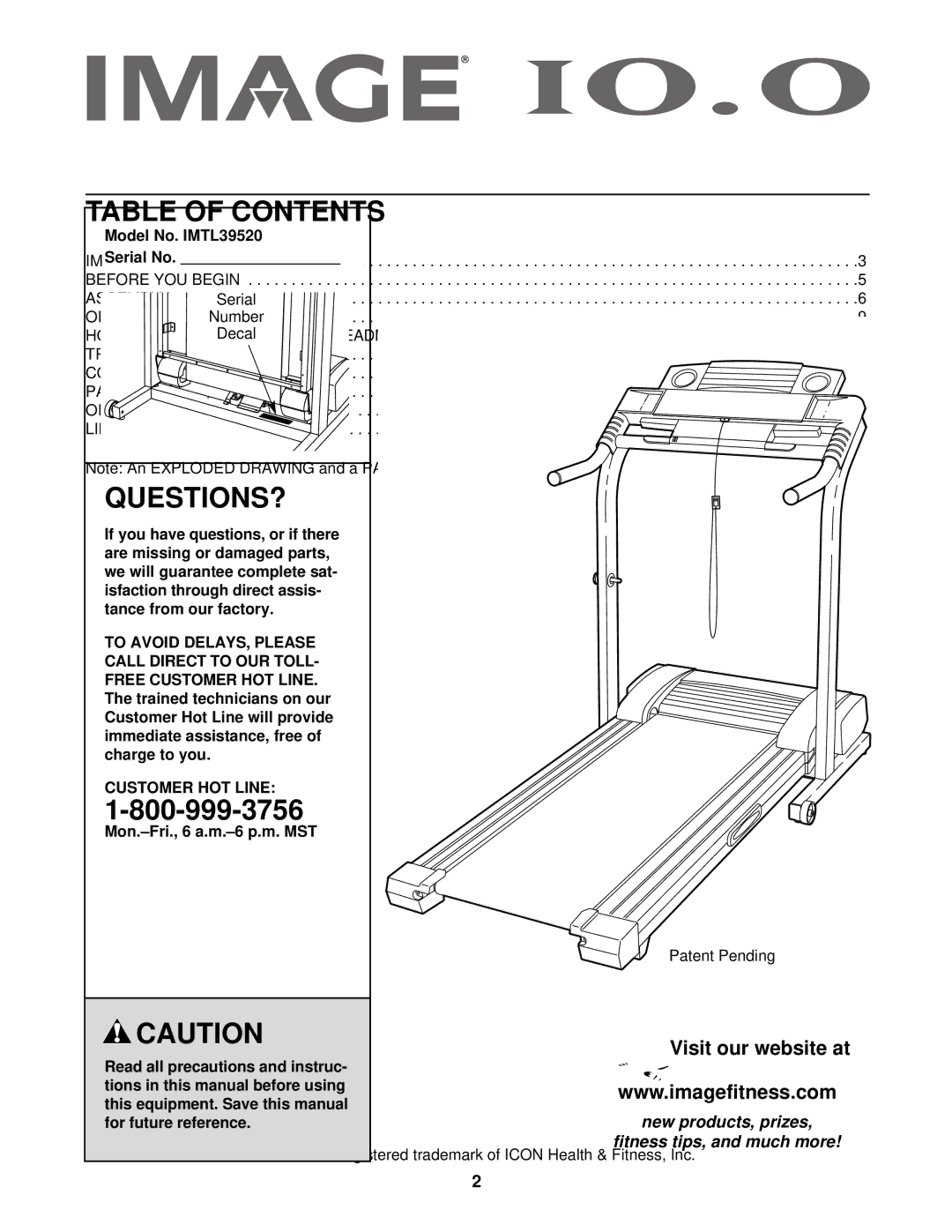 Image IMTL39520 user manual Table of Contents 