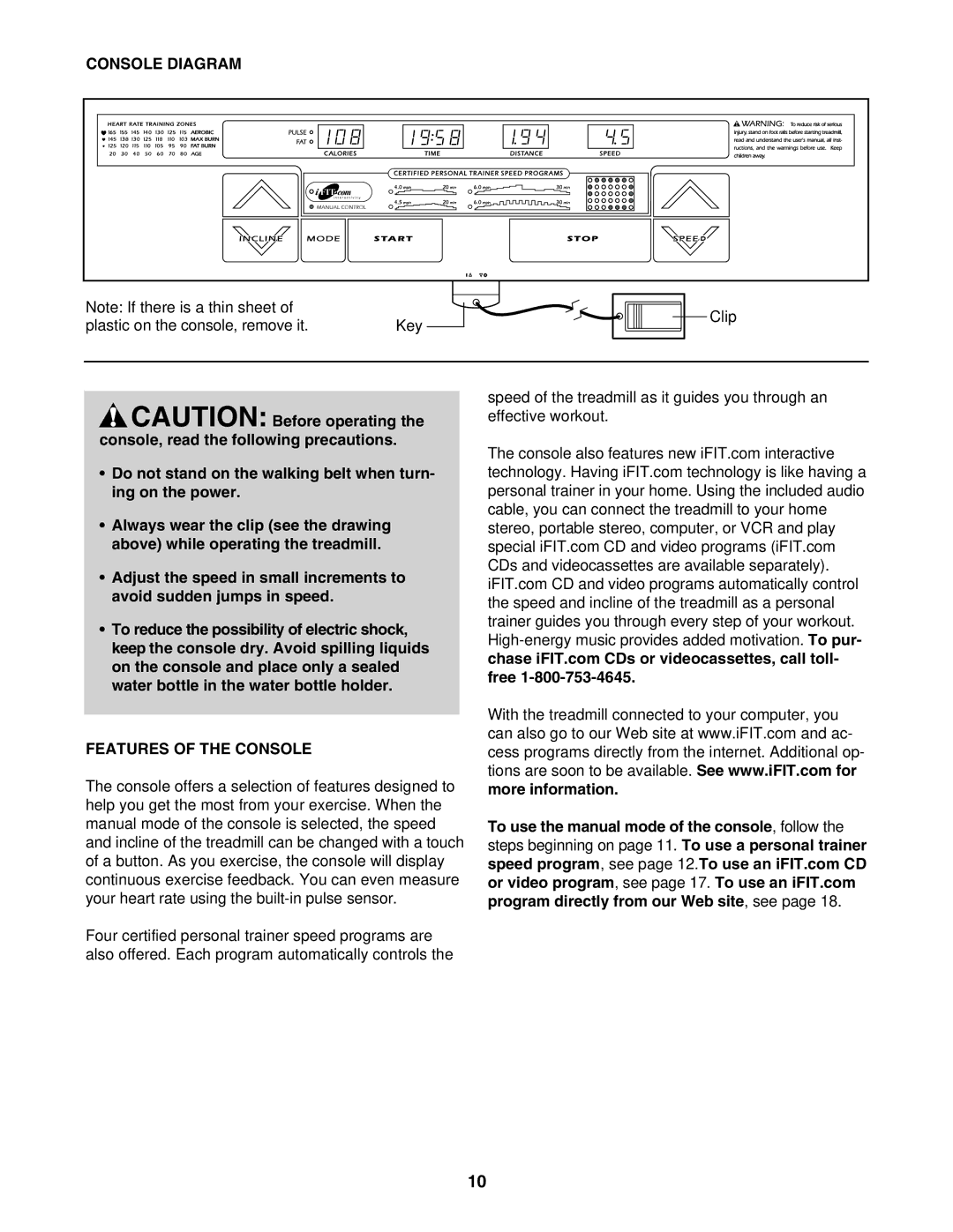 Image IMTL39526 user manual Console Diagram, Features of the Console 