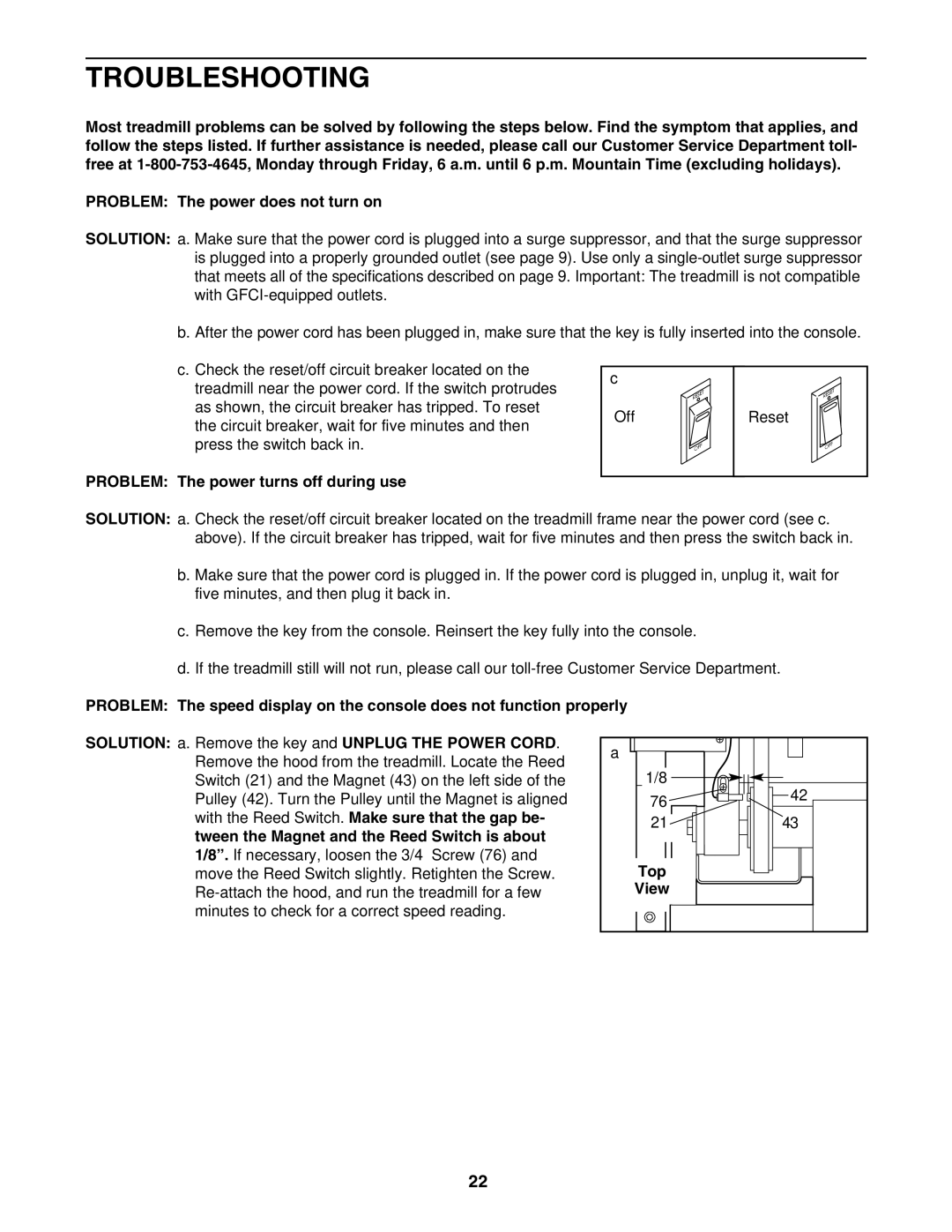 Image IMTL39526 user manual Troubleshooting, Problem The power turns off during use, Top 