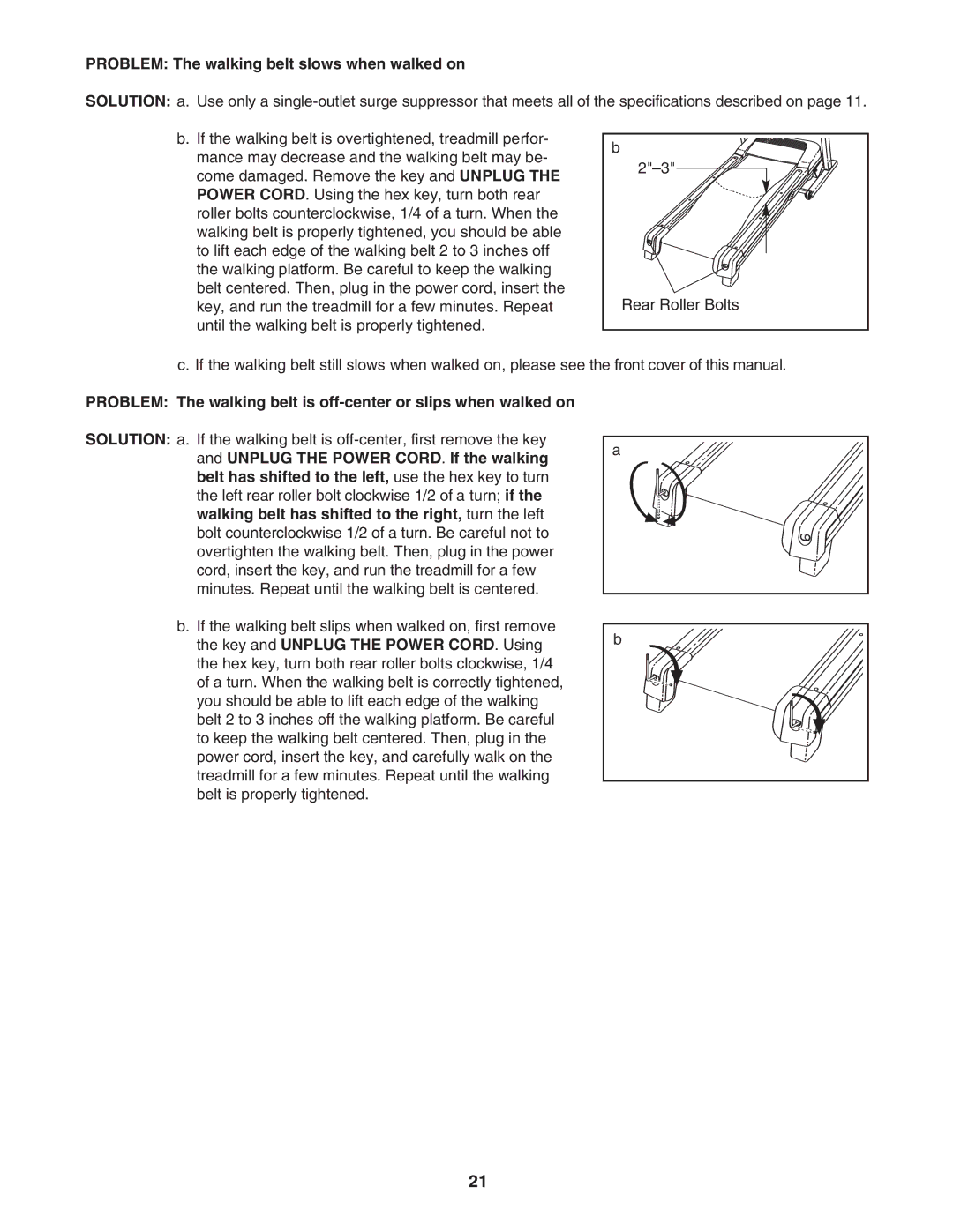 Image IMTL39606.0 user manual Problem The walking belt slows when walked on 