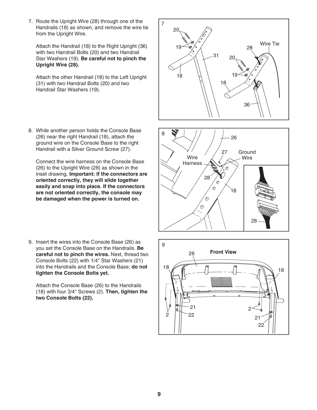 Image IMTL39606.0 user manual Upright Wire, Front View 